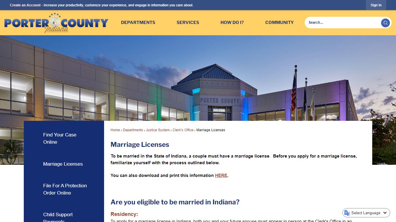 Marriage Licenses | Porter County, IN - Official Website
